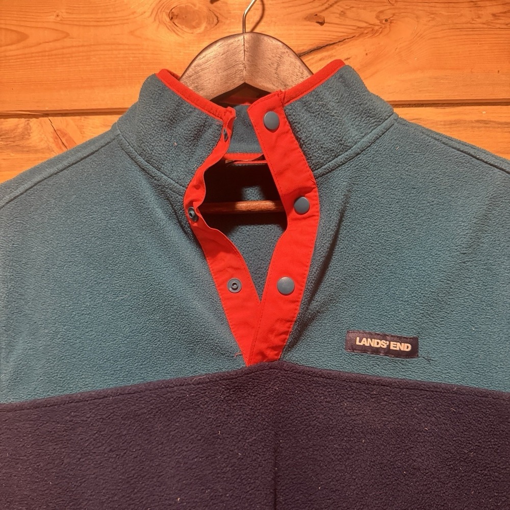 Lands End Men's Long Sleeve Polar Warm‎ Fleece Snap Neck Pullover Small - Picture 2 of 6